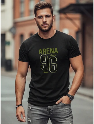 Pánské bavlněné tričko s potiskem Arena 96 black FashionStreet NX0146R