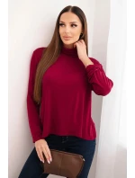 Dámská viskózová blůza s rolákem a dlouhým rukávem švestková