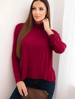 Dámská viskózová blůza s rolákem a dlouhým rukávem švestková