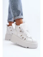 Zazoo 3416 Kožené Dámské Sportovní Boty Bílé