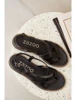 Kožené Ploché Sandály S Propletenými Pásky Zazoo 40429 Černé Kožené Ploché Sandály S Propletenými Pásky Zazoo 40429 Černé