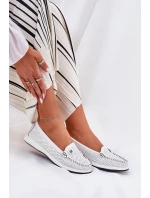 Dámské Kožené Mokasíny S.Barski LR51-673 Bílé Dámské Kožené Mokasíny S.Barski LR51-673 Bílé