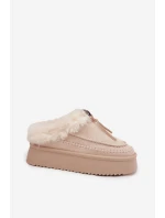 Dámské zimní boty s kožíškem na platformě béžové Rosmira