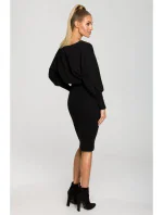 M690 Kombinované pletené šaty - černé