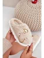 Futrzane Pantofle S Odznaky Béžové Ivelfedi