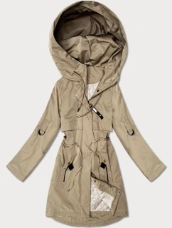 Prosta kurtka damska z podwijanymi rękawami Goodlookin ciemny beżowy (B8556-12)