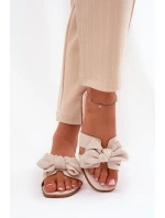 Plné Dámské Pantofle S Mašlí Béžové Tobin