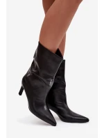 Dámské kotníkové boty na jehlovém podpatku z eko kůže Norell – černé