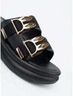 Pěkné  nazouváky dámské černé platforma