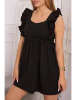 Šaty s volánky na bocích černé