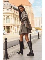 Kožené dámské kozačky na nízkém podpatku vyhřívané Vinceza 66823 černé