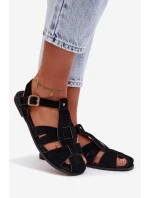 Dámské sandály Rímské ploché černé Belanessa