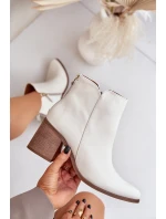 Botky Na Podpatku Přírodní Kůže Zazoo 3673 Bílé