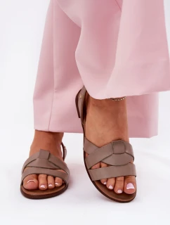 Zazoo 40185 Pohodlné Kožené Nazouvací Sandály Tmavě Béžové