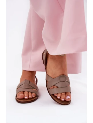 Zazoo 40185 Pohodlné Kožené Nazouvací Sandály Tmavě Béžové