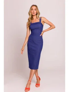 M843 Džínové midi šaty - modré