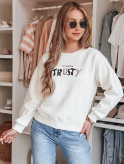 Dámská oversize mikina s výšivkou SOFTRUS ecru FashionStreet BY1411