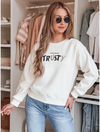 Dámská oversize mikina s výšivkou SOFTRUS ecru FashionStreet BY1411