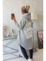 Zateplená mikina s dlouhými zády a kapucí šedá Zateplená mikina s dlouhými zády a kapucí šedá