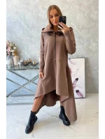 Zateplené šaty s delšími stranami mocca Zateplené šaty s delšími stranami mocca