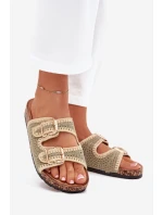 Háčkované Dámské Sandály Se Zlatými Přezkami Zelené Fenira