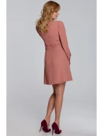 K078 Šaty s nabíraným páskem - růžové