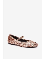 Dámské baleríny zdobené flitry Terlina – šampaňsko-růžové
