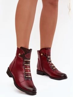 Dámské kotníkové boty ASA62-16 Bordó s černou - Jezzi
