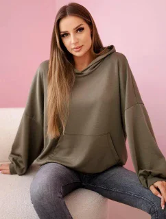 Mikina s kapucí masielko khaki