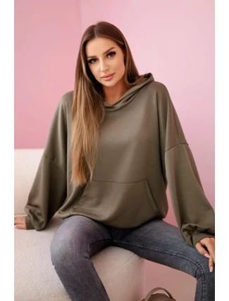 Mikina s kapucí masielko khaki Mikina s kapucí masielko khaki