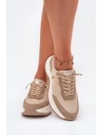 Dámské semišové tenisky na platformě Big Star RR274A345 HI-POLY SYSTEM Tmavě béžové