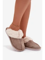 Dámské pantofle s kožíškem Khaki Carisse