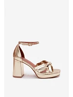 Dámské sandály na podpatku z umělé kůže zlaté Rosetta