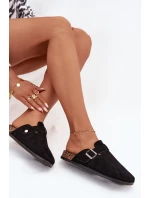 Dámské pantofle na korkové platformě s přezkou Big Star – černé