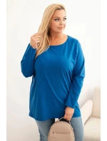 Dámská blůza Plus Size bavlněná s kulatým výstřihem chabrová Dámská blůza Plus Size bavlněná s kulatým výstřihem chabrová