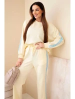Dámský viskózový komplet masełko s lampasy žlutý