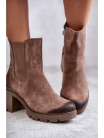 Dámské semišové boty na platformě Béžove Martine