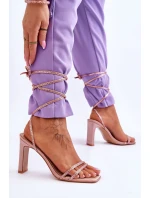 Elegantní vázané sandály s kamínky Nude Nessy