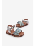 Dětské sandálky se suchým zipem s propletenými pásky modré Dianttha