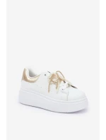 Dámské Tenisky Na Platformě S Ozdobami Bílo-Zlaté Lerissna