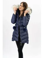 Tmavě modrá dámská zimní bunda s odepínacími rukávy (w761) Tmavě modrá dámská zimní bunda s odepínacími rukávy (w761)