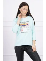 Halenka s potiskem Summer Girl v mátové barvě Halenka s potiskem Summer Girl v mátové barvě