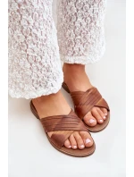 Kožené Dámské Pantofle Lewski Shoes 3682 Camel