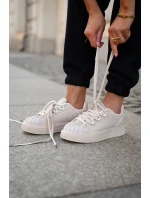 Dámské tenisky se zdobením na platformě béžové Eanneth