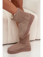 Dámské sněhule z přírodního semiše na platformě béžové Privine