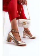 Zlaté lodičky z ekokůže Raniyah na vysokém podpatku