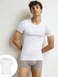Pánské bavlněné tričko 2 ks DIM T-SHIRT ROUND NECK 2x - DIM - bílá