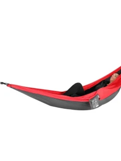 CESTOVNÍ HOUPACÍ SÍŤ PRO 2 OSOBY 270X140CM ČERNÁ A ČERVENÁ