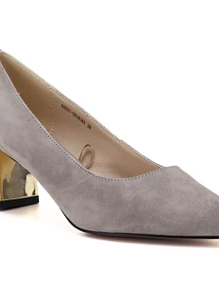 Dámská kožená obuv s ozdobným sloupkem béžová Vinceza 26-66921