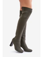 Kozáky Se Záplavou Po Kolena Na Podpatku Tmavě Zelené Esanira